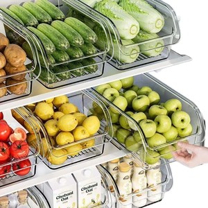 Refrigerator Storage Box <b>Drawer</b> Style Transparent PET With PP Lid For <b>Kitchen</b> Vegetable Fruit <b>Organizer</b> - Product Image 1