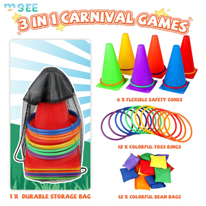 SeeMore <strong>3</strong> in <strong>1</strong> Carnival Outdoor <strong>Games</strong> Combo <strong>Set</strong> Cornhole Bean Bags Ring Toss <strong>Game</strong> Plastic Cone <strong>Set</strong> 31 Piece <strong>Set</strong> - Product Image 2