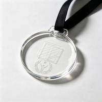 Médaille personnalisée en acrylique transparent écologique avec motif de dessin animé, plaque commémorative avec impression dorée et cordon, OEM ODM