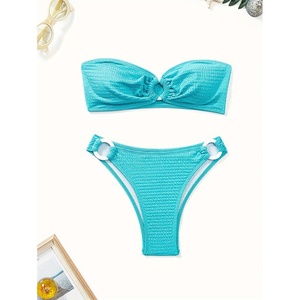 Trajes de Baño Bikini Azules para Mujer OUTPACE, Ropa de Playa Sexy con Estampado Arrugado, Trajes de Baño para Mujer Talla Grande en Oferta - Product Image 5