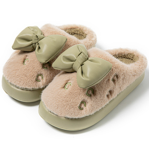 Nuova moda invernale <span class=keywords><strong>da</strong></span> <span class=keywords><strong>donna</strong></span> stile Bowknot per pantofole eleganti con Design a punta chiusa morbide e spesse pantofole - Product Image 2