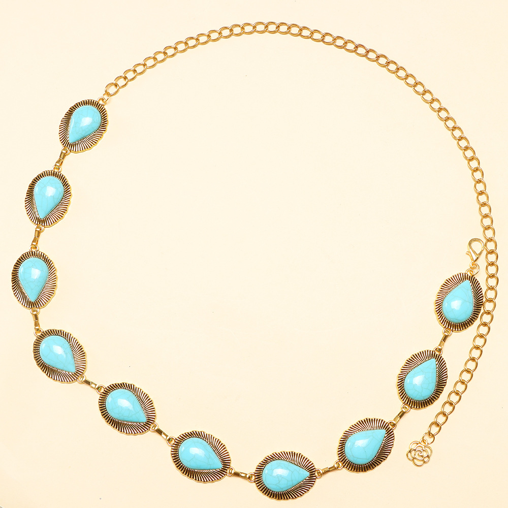 y4-y636 Chaîne de taille turquoise