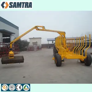 agriculture equipment timber crane log trailer with crane