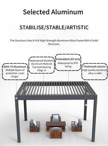 <span class=keywords><strong>Pergola</strong></span> extérieure en aluminium Toit à persiennes réglable Gazebo de jardin motorisé imperméable <span class=keywords><strong>Pergola</strong></span> extérieure personnalisée de luxe en aluminium - Product Image 4