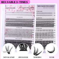 404 Cluster de faux cils réutilisables à grande capacité, DIY, mélangés, pour plusieurs looks