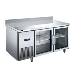 Insalata commerciale della Pizza Bar Sandwich Display da banco Chiller frigo piano di preparazione in vetro tavolo da lavoro frigorifero