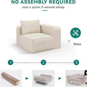 Divano Sezionale Moderno a U da 341 cm Beige con Doppia Chaise Longue, in Corduroy, Memory Foam, Seduta Profonda, Modulare, Spedizione Gratuita dagli USA - Product Image 3