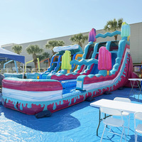 Toboggan aquatique gonflable en PVC à prix de gros avec piscine intégrée pour jeux d'été