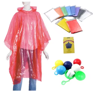 Roter Regenponcho PE Einweg-Regenponcho für Erwachsene mit Logo - Product Image 2