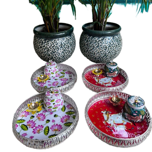 Nouvel Arrivage – Plateau de Mariage Multifonctionnel en Céramique Peint à la Main, Style Art Déco, avec Logo Personnalisé et Motif Lotus - Product Image 2