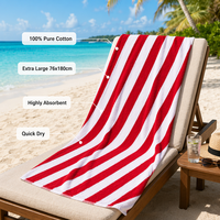 Tsibo 100% Cotton Striped Beach Towel - Large 76x180cm Super Absorbent Quick Dry Towel for Sand, Swim & Travel