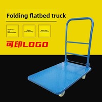 Chariot à plateforme pliable silencieux, robuste, en acier, pour outils, chariot à main, petit chariot à roulettes, bleu – Vente directe usine