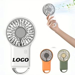 Mini ventilateur portable personnalisé avec logo, rechargeable par USB, silencieux, avec mousqueton, pour bureau, dortoir, extérieur, camping - Product Image 1