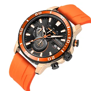 MEGIR 2224 Fashion New Sports Watch Men Orange Silicone Strap Men's Wristwatch Clock Casual Quartz Watches Custom LOGO Factory