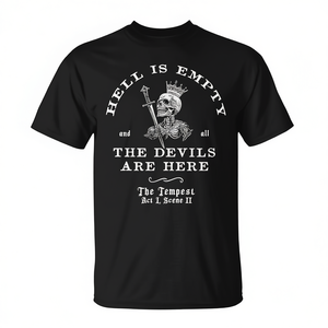 Camiseta con cita de Hell Is Empty And All The Devils Are Here, color negro, unisex, talla para adultos - Product Image 2