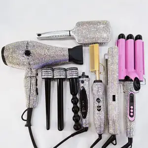 Dongfang's Popular Diamond Hair Dryer For Home Straight Curled Hair Combs Professional Salon Luxury 6-piece Set