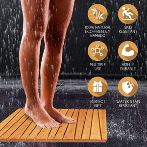 OEM 2021 100% Natural Bamboo Deluxe <strong>Shower</strong> Floor and Bath <strong>Mat</strong>, Skid Resistant, Heavy-Duty natural bamboo <strong>wood</strong> bath <strong>mat</strong> - Product Image 2