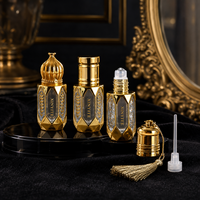 Flacons roll-on de luxe en verre octogonal doré 6 ml avec bouchon lanterne vintage pour huiles essentielles et parfums