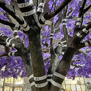 Arbre artificiel de 3 m de hauteur et 6 m de largeur, <span class=keywords><strong>cerisier</strong></span> artificiel violet, fleurs en soie, arbre fleuri très grand et imposant, décoration - Product Image 4