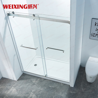 Cabine de douche en verre trempé en acier inoxydable chromé de haute qualité Double porte de douche coulissante sans cadre