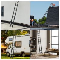 Échelle télescopique en aluminium noire de 15,5 pieds avec stabilisateurs triangulaires, capacité de 330 livres, pour maison, escalier, cuisine, entrepôt, moderne