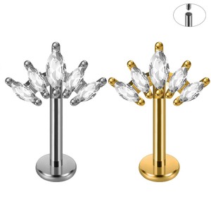 Pendiente de Cartílago de Oreja de 16G, Nuevo, de Acero Inoxidable con Zirconia, Tipo Corona, con Rosca Interna, Joyería para <span class=keywords><strong>Piercing</strong></span> Corporal - Product Image 1