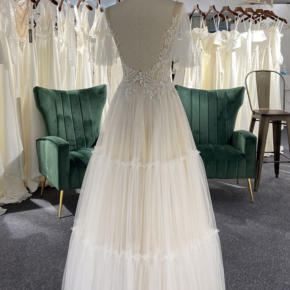 Jancember LSSG097 Princess Flare Sleeve Pattern Wedding Dresses| Alibaba.com