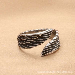 Feather <b>Ring</b> Silver <b>Open</b> Design Unisex Jewelry Gift Fashion <b>Rings</b> - Product Image 2