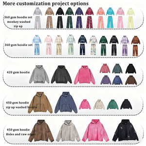 Conjunto de Sudadera con Capucha y Pantalones de Chándal de Algodón para Hombre, Personalizado, de Alto Gramaje, Bordado, Desgastado y Oversize - Product Image 4