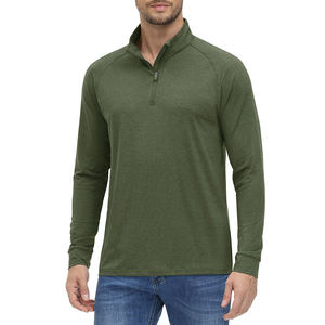 OEM personnalisé hommes séchage rapide respirant uni brodé quart fermeture éclair pull sweat de golf pour hommes manches longues - Product Image 1