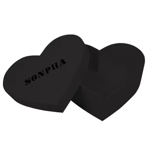 Custom Cardboard Luxury Packaging Flower Heart Shape Boxes Black Heart Shaped Box