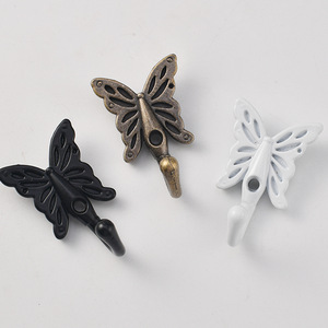 Butterfly Shape Clothes Hook Zinc Alloy Wall Mounted Wardrobe Cabinet Hook Antique Bronze Black <b>White</b> - Product Image 3