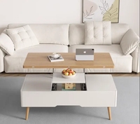 Table Basse Relevable en Bois, Multifonctionnelle avec Plateau Escamotable, Table Pliante Domestique pour Salon