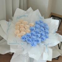 Romantisch Blauw Apricot Grote Ge conserveerde Echte Rozenboeket Aanpasbaar Eeuwigdurend Bloemenboeket Valentijnsdag Cadeau voor Huisdecoratie