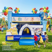 Château gonflable Pikachu en PVC de 0,55 mm certifié CE, équipement de terrain de jeu gonflable commercial pour les fêtes d'enfants et la location commerciale