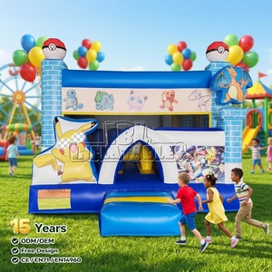 Castello Gonfiabile Pikachu in PVC <span class=keywords><strong>da</strong></span> 0,55 mm Certificato CE per Feste per Bambini e Noleggio Commerciale - Product Image 1