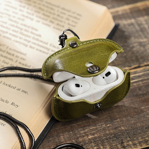 Nouvel étui de protection en cuir véritable vert pour Airpods Pro, écouteurs Bluetooth anti-perte avec cordon - Product Image 5