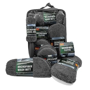 Kit de Limpieza de Autos de Microfibra, Juego de 9 Piezas, Guante de Lavado Antiarañazos, Almohadillas Aplicadoras, Cepillo para Ruedas, Toallas - Product Image 4