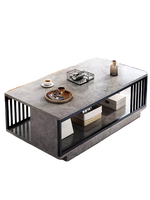 Table basse moderne en bois 2026, table à thé, mobilier de salon, double plateau avec cadre métallique et plateau en bois