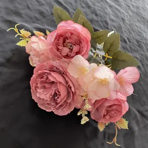 Home Decor Luxury Faux Centerpiece Flowers Artificial Flowers Bunch False Peony Silk Flower Arrangement Wedding Centerpiece