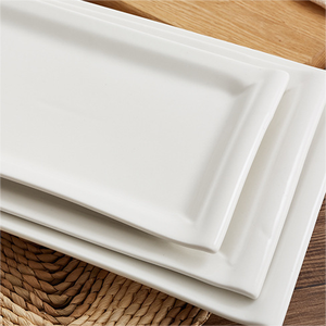 Assiettes rectangulaires de restaurant occidental de style simple moderne <span class=keywords><strong>Assiette</strong></span> de service à dessert de 10 pouces Assiettes blanches en porcelaine - Product Image 5