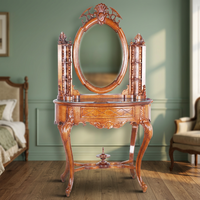 Tocador de reproducción antigua de madera de alta calidad con muebles de diseño europeo con espejo Mesa de maquillaje de tocador para Artista