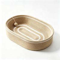 Lit grattoir ovale en sisal pour chat, nid profond de 12 cm de haut, en sisal durable avec boule suspendue, lit pour chat 2-en-1 pour le tranchage des griffes