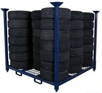 Étagère à pneus empilable en acier Q235 JX Professional, robuste, pliable, avec revêtement en poudre, pour utilisation en entrepôt