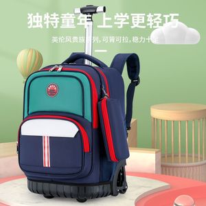 Feiyu Student Trolley <b>Backpack</b> 18 In Waterproof For Grades 1-6 Unisex School Bag With Dust Cover And Rain Cover - Product Image 5