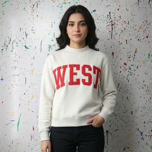 WEST ASH GREY Hooded 100% Cotton Velour <b>Red</b> Applique Embroidery Oversized Winter Half Zip Digital Printing CLUSH SPORTS - Product Image 1