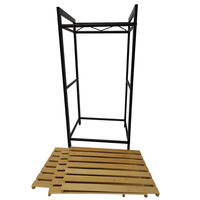 Support de sol noir Table basse Interchang plateau en bois et support de four à micro-ondes en métal support de cuisine à 3 niveaux pour appareil électrique