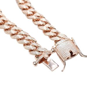 Collana Hip Hop personalizzata 2023 nuovo <span class=keywords><strong>Design</strong></span> gioielli placcato oro rosa uomini donne CZ catene a maglie cubane per Rapper gioielli all'ingrosso - Product Image 2