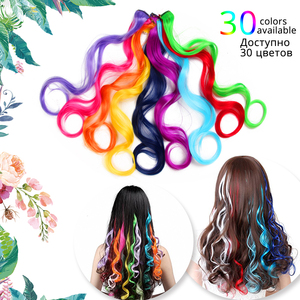 AliLeader 20 pollici capelli sintetici Clip In un pezzo onda capelli ricci evidenziano coloratissimi capelli arcobaleno <span class=keywords><strong>extension</strong></span> per le ragazze - Product Image 2