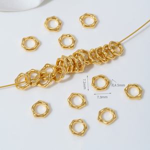 Simple 6 7 8mm <span class=keywords><strong>Pummel</strong></span> plano redondo suelto con cuentas encanto chapado en oro aleación con cuentas para Diy pulsera accesorios de joyería - Product Image 6